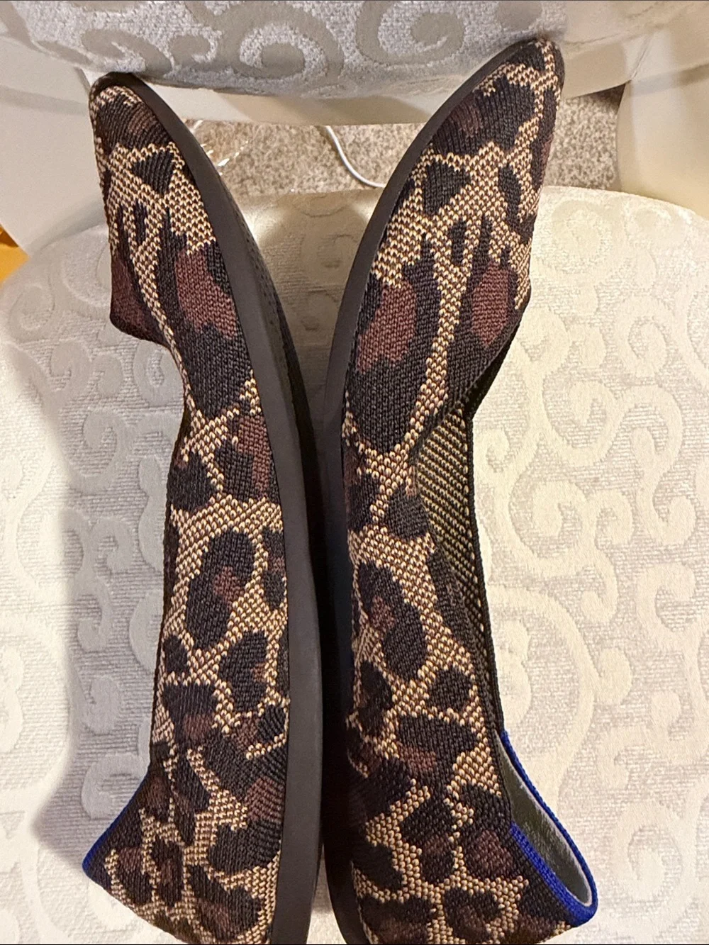Rothy's Leopard-Print Pointed-Toe Flats with Neon Green Insole
